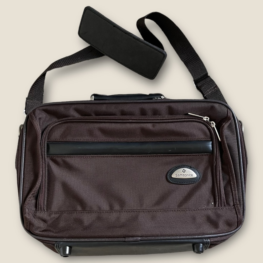 VTG Samsonite Laptop Work Luggage Case Bag 16.5 Inch Brown Canvas GOOD CONDITION